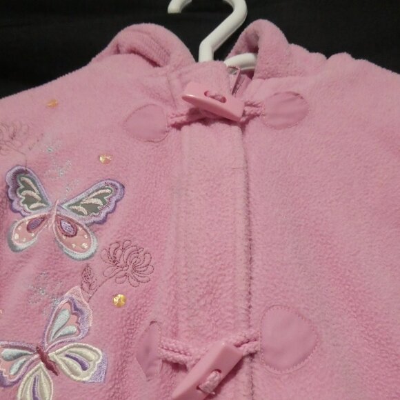 ADORABLE JR TOO | size 6 girls, kids | Pink Fleece Hooded Pea Coat | Butterflies - Picture 6 of 16